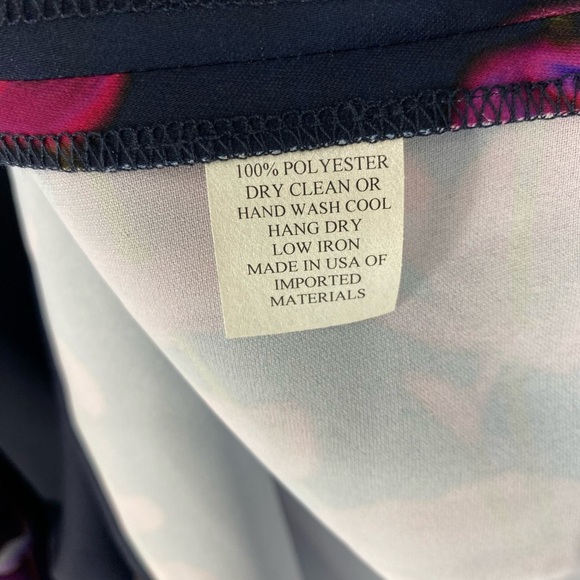 Caroline Rose NWT Navy Fuchsia Floral Bell Sleeve Tunic Top L $428 - Picture 8 of 8